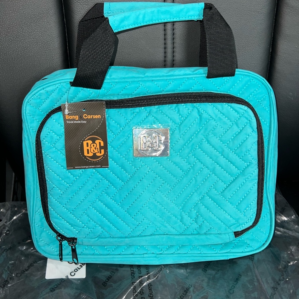 Turquoise Quilted Cosmetic Bag